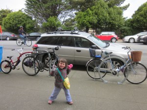 Outside nearly any family-friendly venue in San Francisco you'll find bikes like ours. 