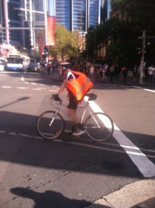"Watch out for the bus on the right, dude."