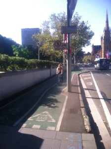 Note the "no pedestrians" sign (which I personally would appreciate having in the Golden Gate Park bike lanes.)