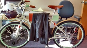 It's not just a bike, it's also a coat rack.